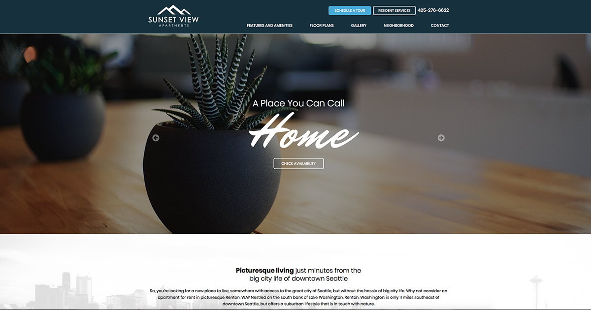 Sunset View apartments website